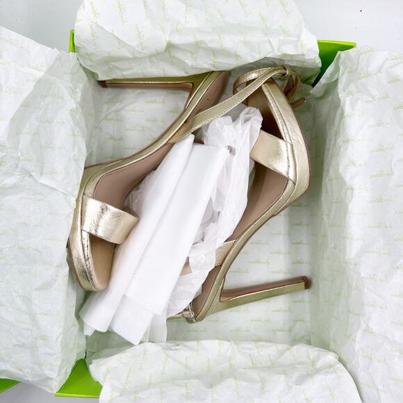 Sam Edelman Jade Strappy Heel in Gold Leaf Platinum I0175L2701 US 10 M NEW NWT - Picture 5 of 6